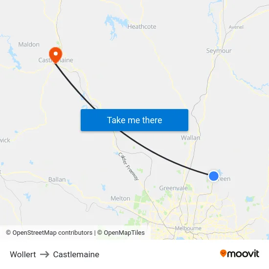 Wollert to Castlemaine map
