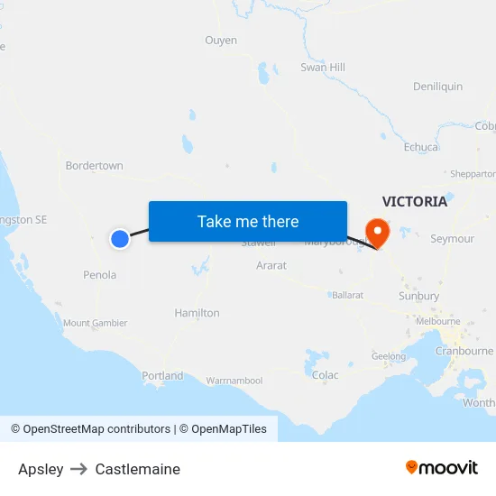 Apsley to Castlemaine map