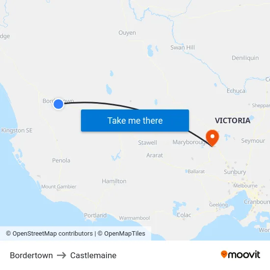 Bordertown to Castlemaine map