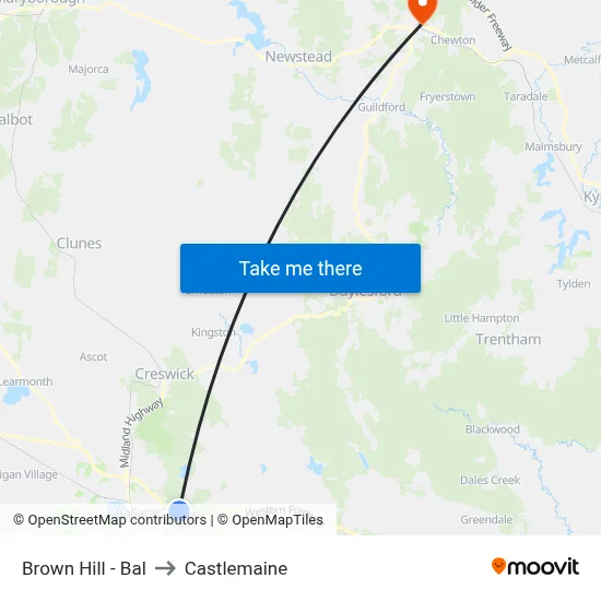 Brown Hill - Bal to Castlemaine map