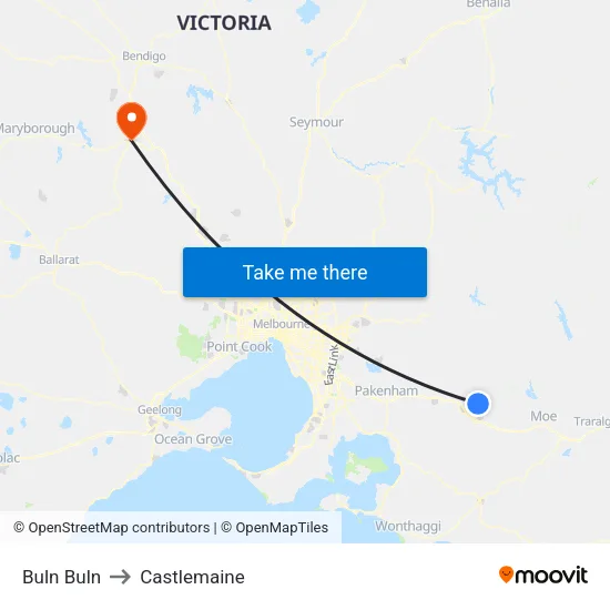 Buln Buln to Castlemaine map