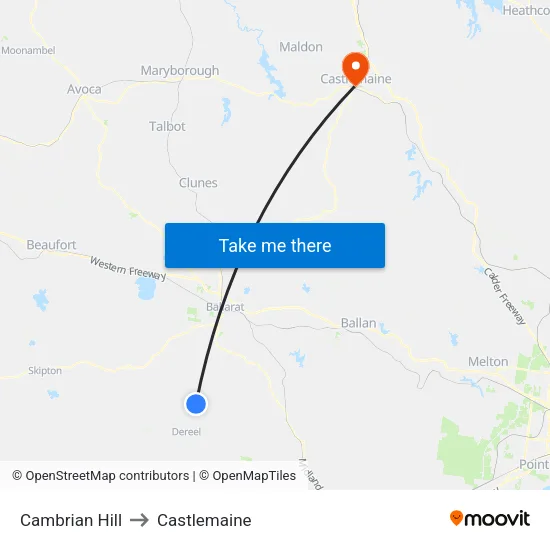 Cambrian Hill to Castlemaine map