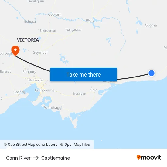 Cann River to Castlemaine map
