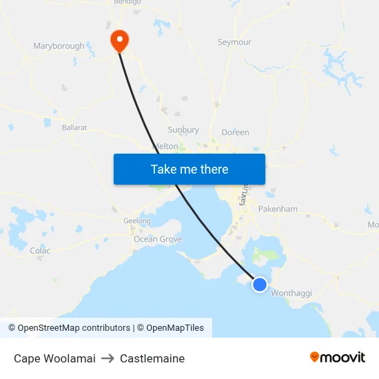 Cape Woolamai to Castlemaine map