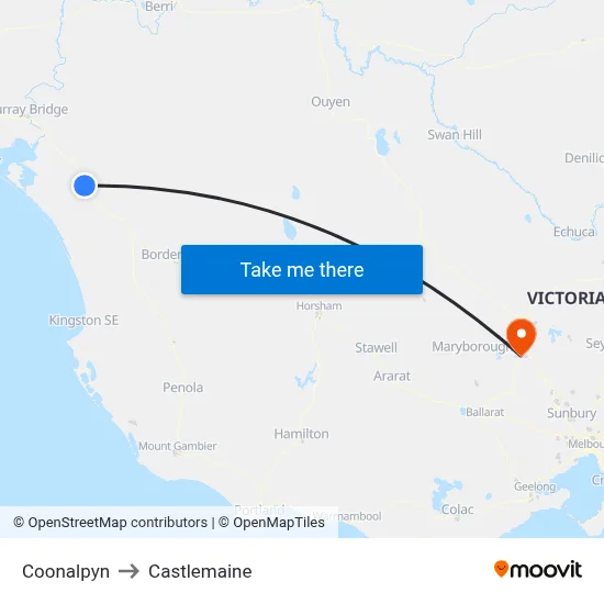 Coonalpyn to Castlemaine map