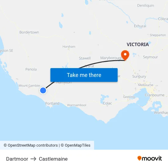Dartmoor to Castlemaine map