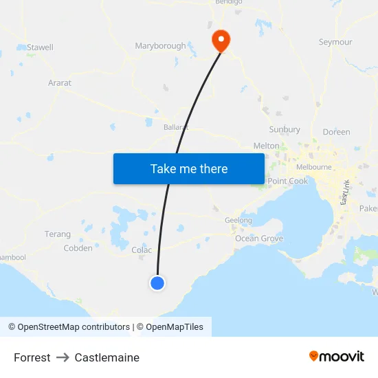 Forrest to Castlemaine map