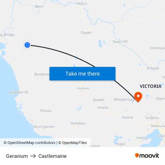 Geranium to Castlemaine map