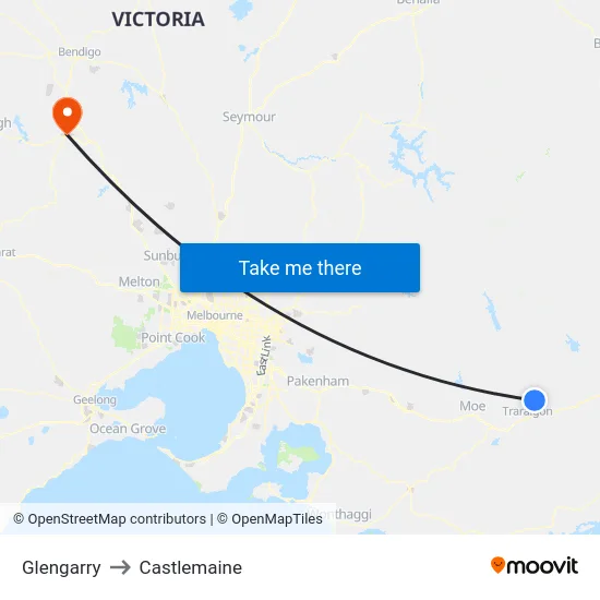 Glengarry to Castlemaine map