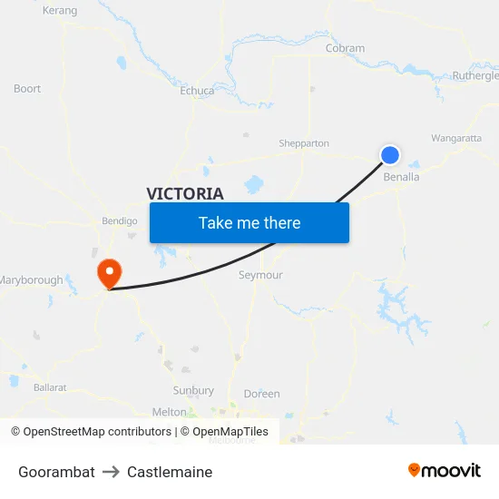 Goorambat to Castlemaine map