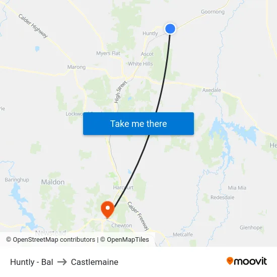 Huntly - Bal to Castlemaine map