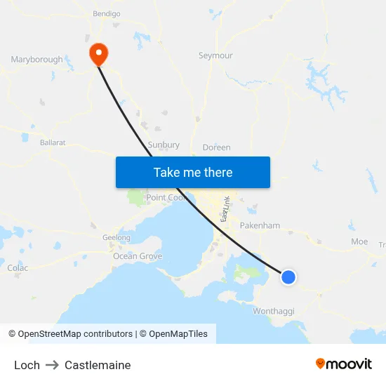 Loch to Castlemaine map