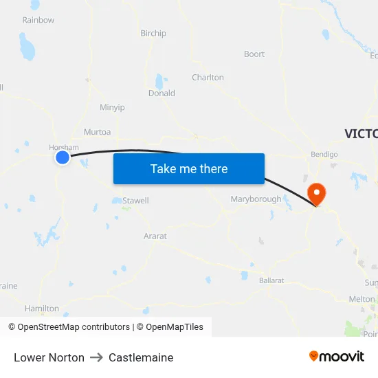 Lower Norton to Castlemaine map