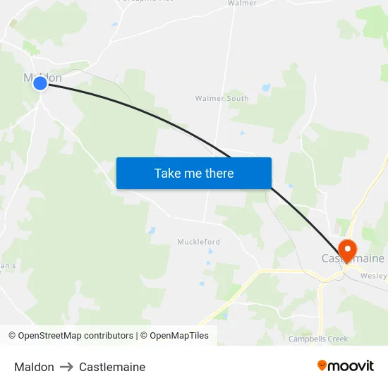 Maldon to Castlemaine map