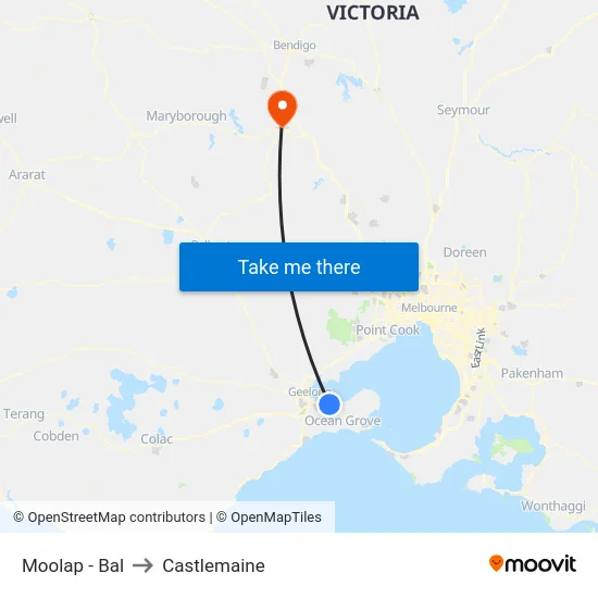 Moolap - Bal to Castlemaine map