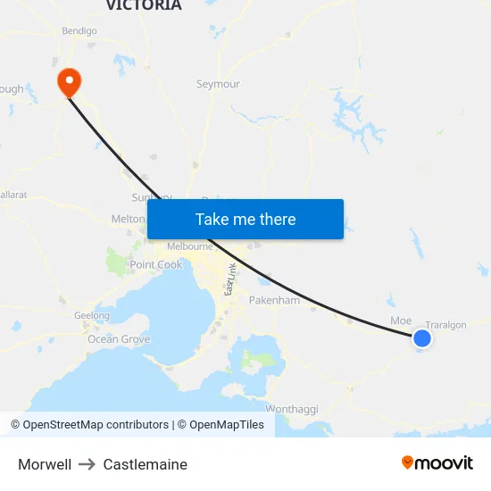 Morwell to Castlemaine map