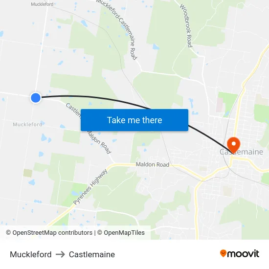 Muckleford to Castlemaine map