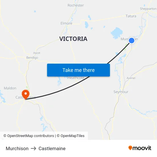 Murchison to Castlemaine map
