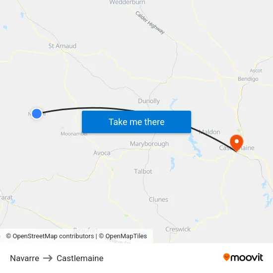 Navarre to Castlemaine map
