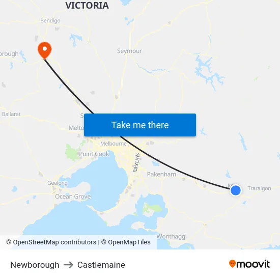 Newborough to Castlemaine map