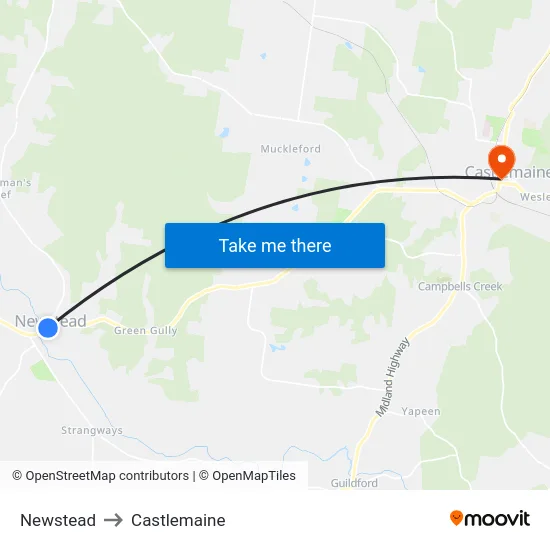 Newstead to Castlemaine map