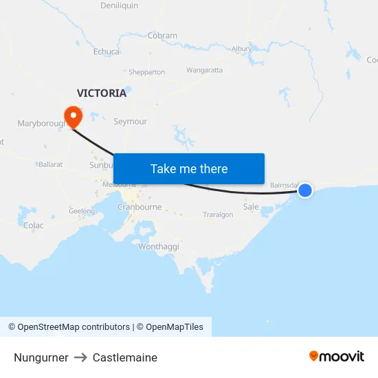 Nungurner to Castlemaine map