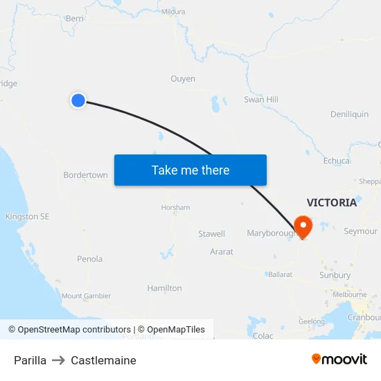Parilla to Castlemaine map