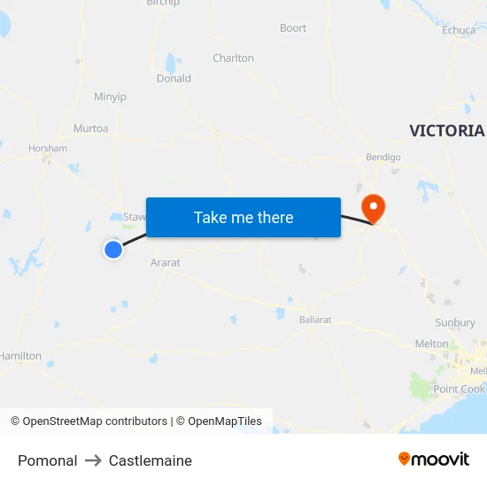 Pomonal to Castlemaine map