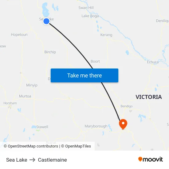 Sea Lake to Castlemaine map