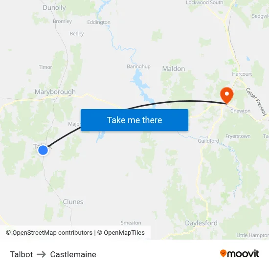 Talbot to Castlemaine map