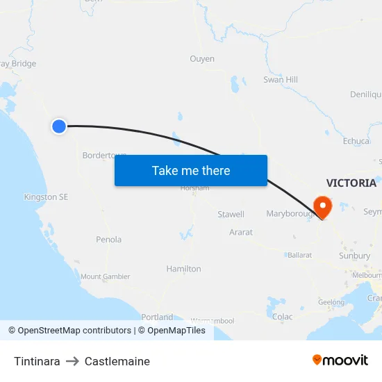 Tintinara to Castlemaine map