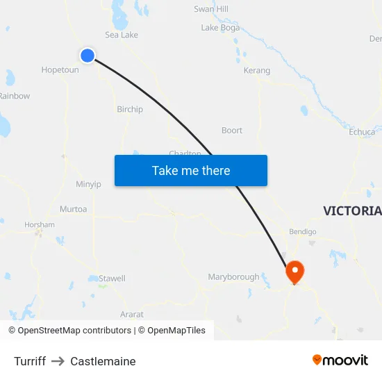 Turriff to Castlemaine map