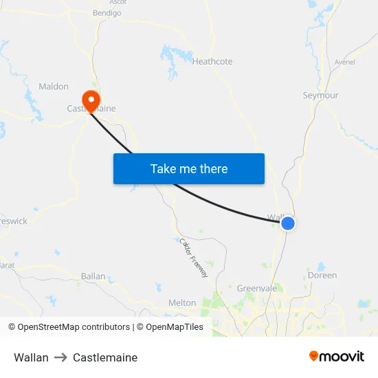 Wallan to Castlemaine map