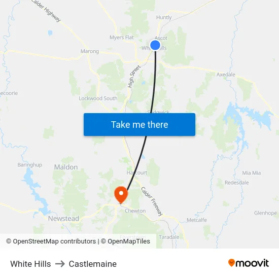 White Hills to Castlemaine map