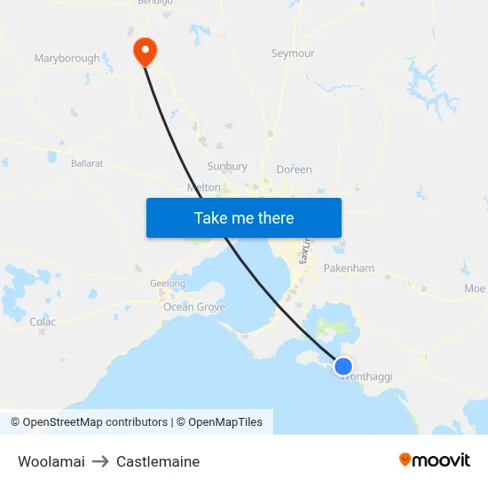 Woolamai to Castlemaine map