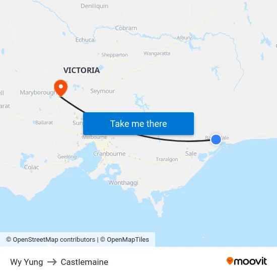 Wy Yung to Castlemaine map