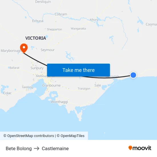 Bete Bolong to Castlemaine map