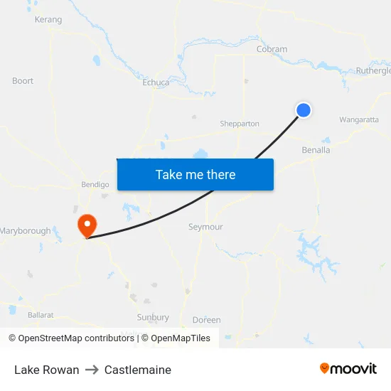 Lake Rowan to Castlemaine map
