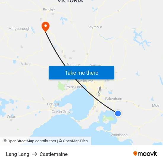 Lang Lang to Castlemaine map
