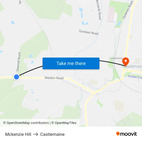 Mckenzie Hill to Castlemaine map