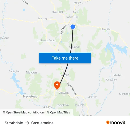 Strathdale to Castlemaine map