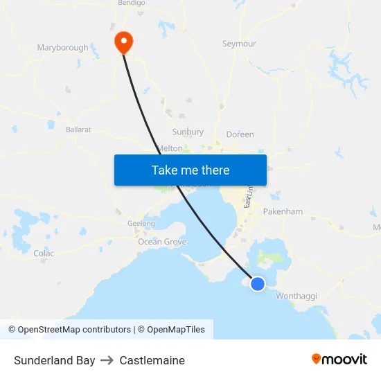 Sunderland Bay to Castlemaine map