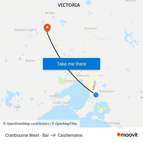 Cranbourne West - Bal to Castlemaine map