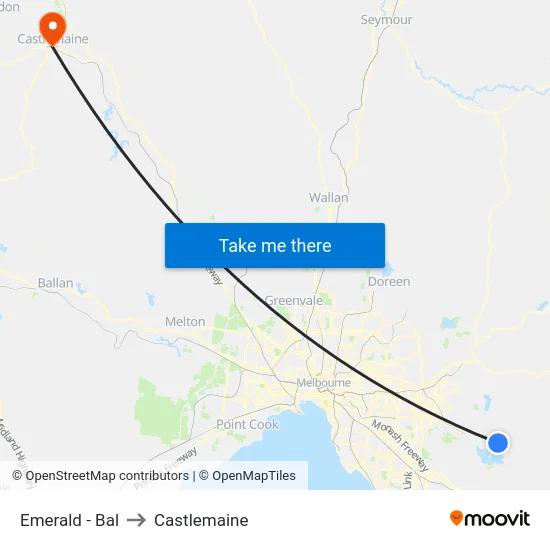Emerald - Bal to Castlemaine map