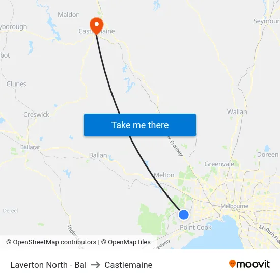 Laverton North - Bal to Castlemaine map