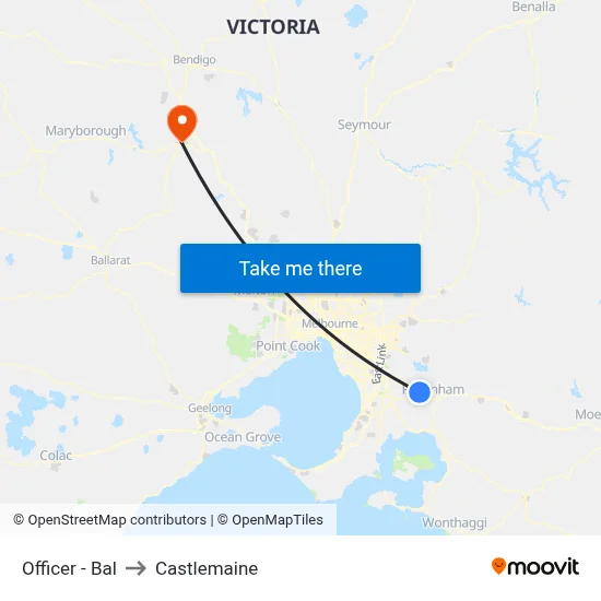 Officer - Bal to Castlemaine map