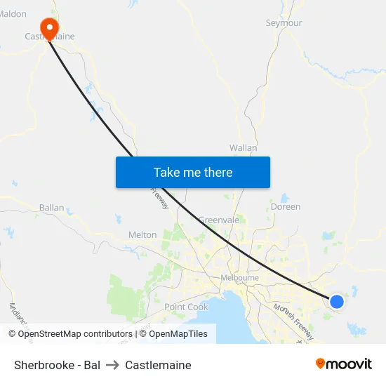 Sherbrooke - Bal to Castlemaine map