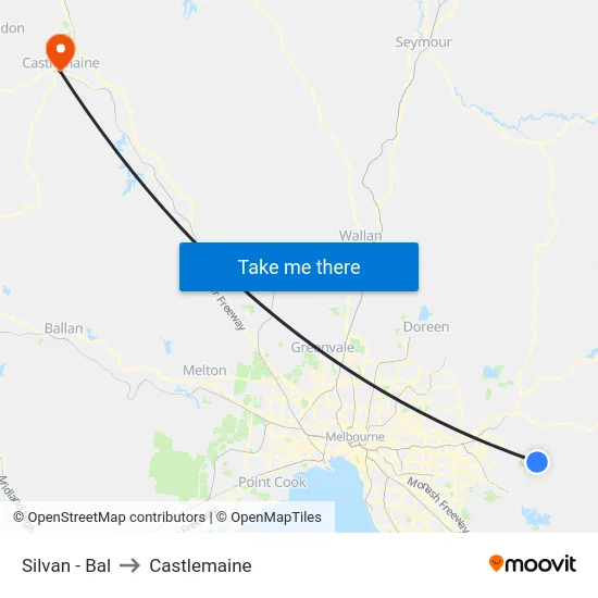 Silvan - Bal to Castlemaine map