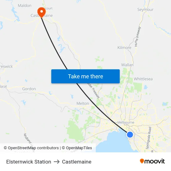 Elsternwick Station to Castlemaine map
