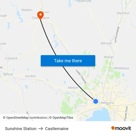 Sunshine Station to Castlemaine map